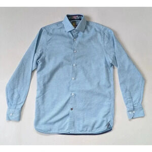 Luchiano Visconti Cotton Striped Dress Shirt Size 18 Neck Blue